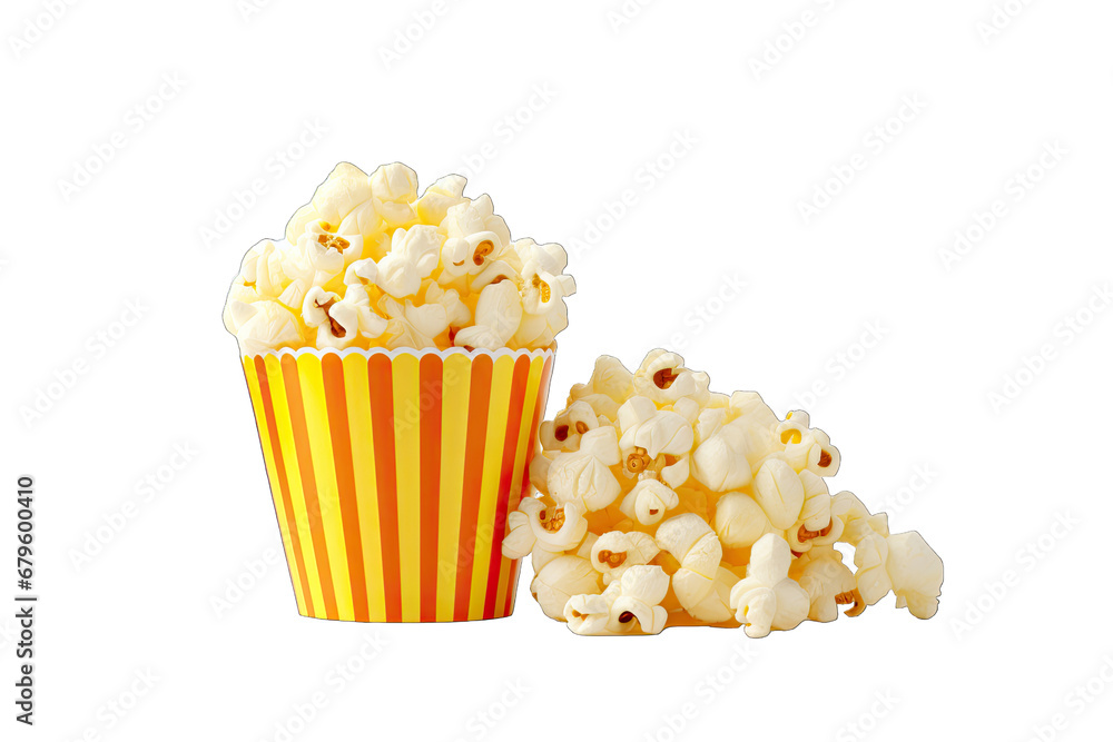 Delicious White And Yellow Popcorn In Big Paper Cup On Transparent Background Delicious White And Yellow Popcorn In Big Paper Cup On Transparent Background