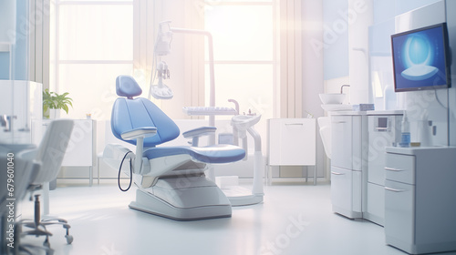 Dental clinic and dental care by dentist In a clean  white room