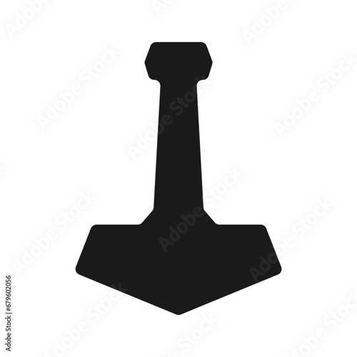 Mjolnir silhouette. God of thunder symbol. Thors hammer icon. Vector illustration image.