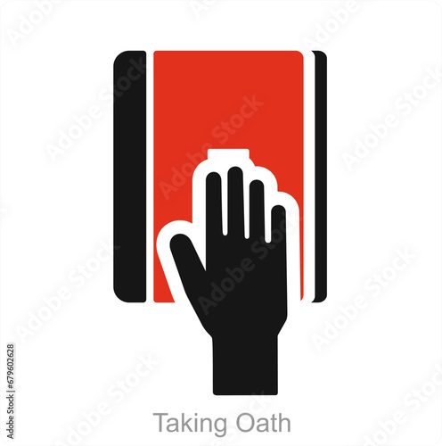 Taking Oath and hand icon concept