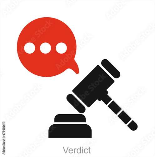 Verdict and court icon concept