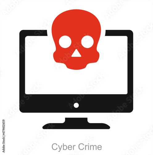 Cyber Crime and cyber icon concept