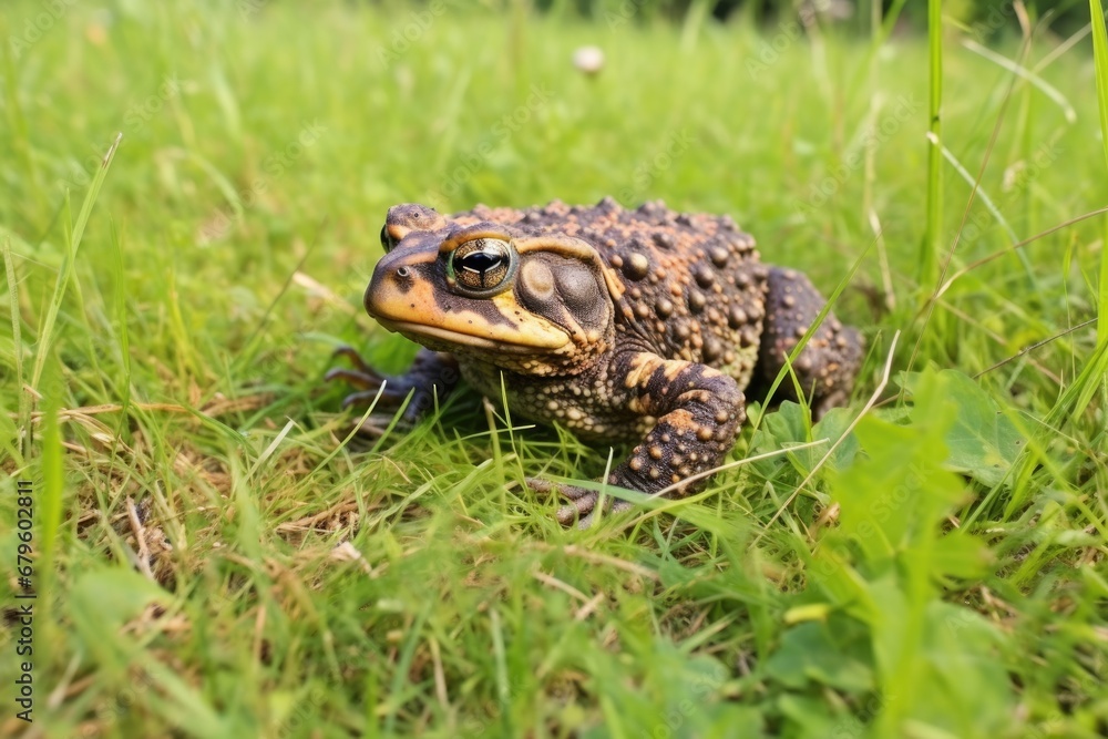 land dwelling toad in a grassy field land dwelling toad in a grassy field