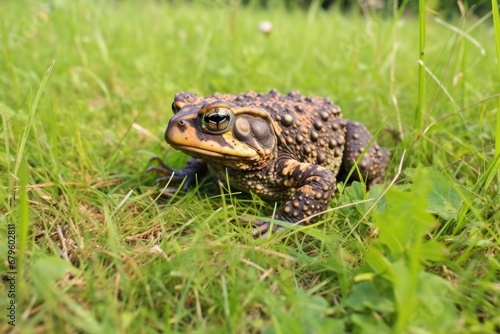 land dwelling toad in a grassy field