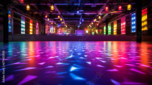 Dance floor with bright colored lights © Little