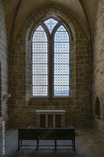 Detail of a small medieval chapel in Abbey at Le Mont-Saint-Michel