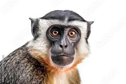 Portrait of a vervet monkey isolated on a white background. photo