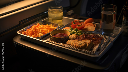 Dinner on tray on trip