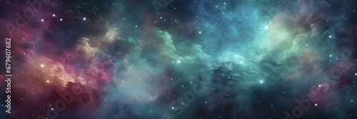 Blick ins Weltall / Sterne hinter Wolken am Himmel / Astronomie Poster / Sterne in der Galaxie Wallpaper / Ai-Ki generiert
