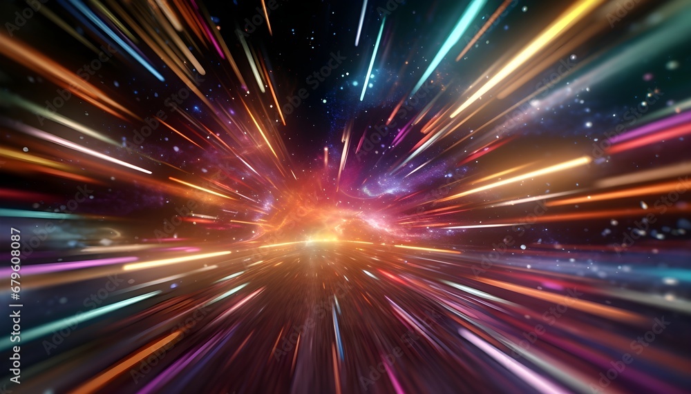Bunte Lichter im All / Lichtspuren im Universum / Buntes Galaxie Poster / Welltall Wallpaper / Reise durch das All / Mit Lichtgeschwindgkeit durch die Galaxie / Ai-Ki generiert Bunte Lichter im All / Lichtspuren im Universum / Buntes Galaxie Poster / Welltall Wallpaper / Reise durch das All / Mit Lichtgeschwindgkeit durch die Galaxie / Ai-Ki generiert