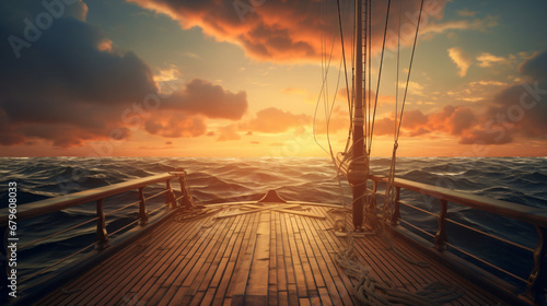 Generative AI illustration of scenic view of sailboat © khan