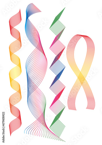 Wave of the many colored lines. Abstract wavy stripes on a white background isolated. Creative line art. Vector illustration EPS 10. wavy stripes of many glittering swirl created using Blend Tool.