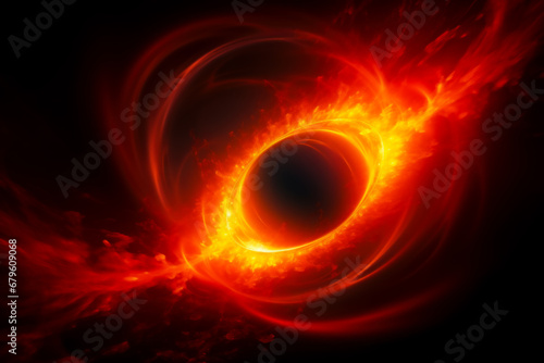 A fiery neutron star in dark space.