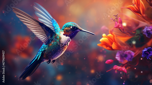 Generative AI illustration of small hummingbird © khan