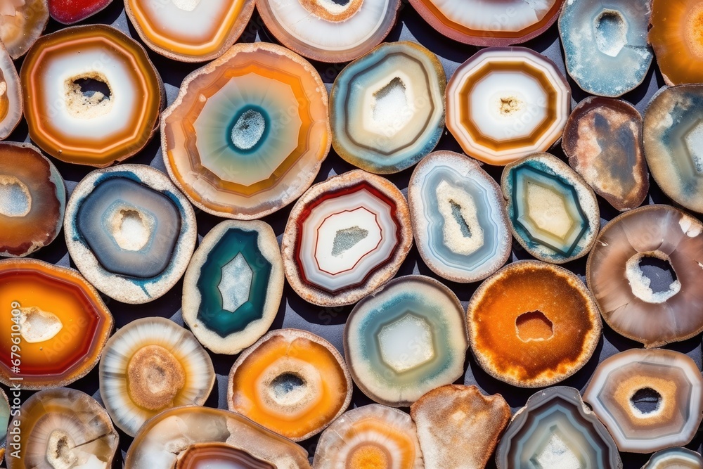 Fototapeta premium array of diverse agate slices