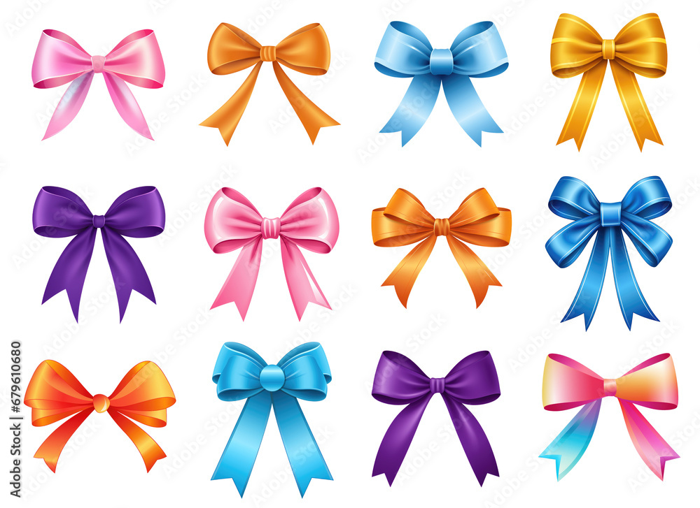 Vector Colorful Ribbons Set. Set of Colorful Ribbons Clipart. Colorful Ribbon Elements. Ribbon Illustrations.