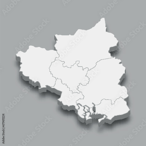 3d isometric map Southeast Region of Vietnam 