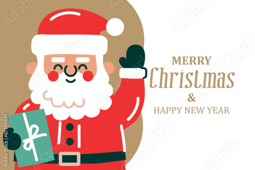 Merry Christmas Happy New Year. Banner with Santa