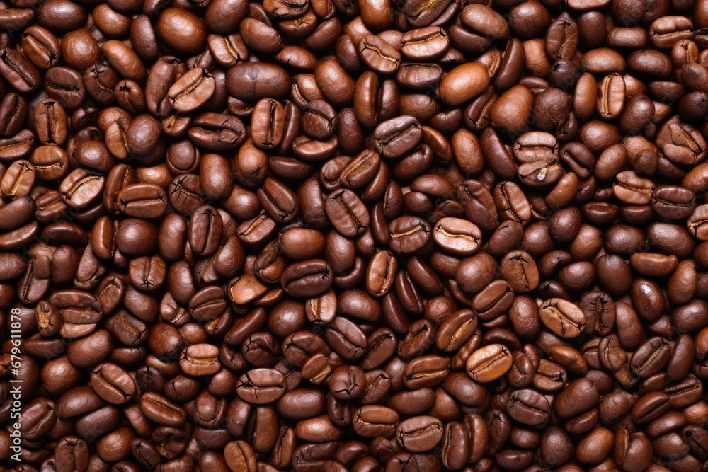 Fototapeta premium focus on oil sheen on dark roast beans