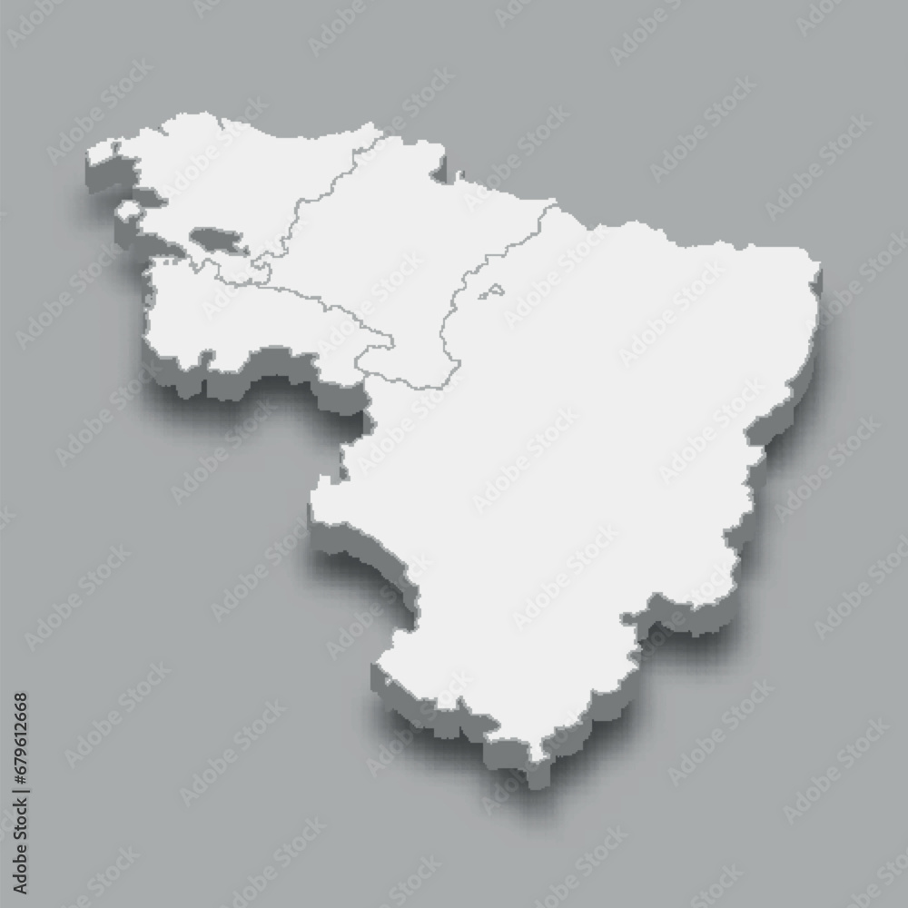 3d isometric map East Region of Spain