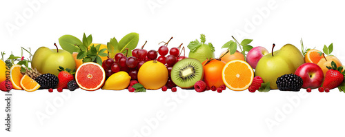 Collection Natural Delicious Fruits Border On Transparent Background