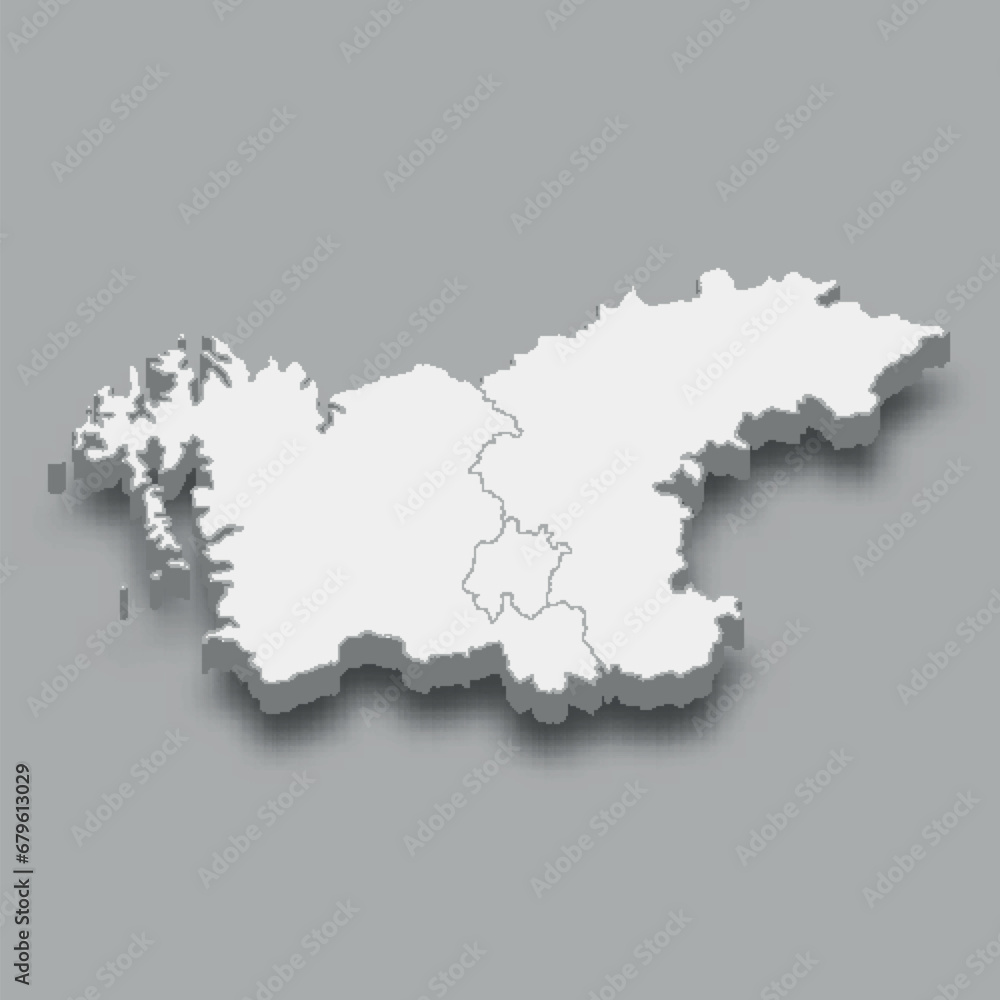 3d isometric map Hoseo Region of Korea