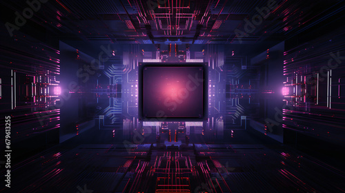 Generative AI image of square reflective CPU resemble