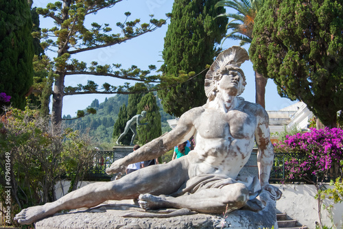 Achilles statue in Achilleion palace, Corfu photo