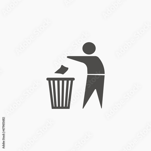 Tidy man icon vector. Do not litter, trash, can, waste symbol. Package, garbage, recycle sign