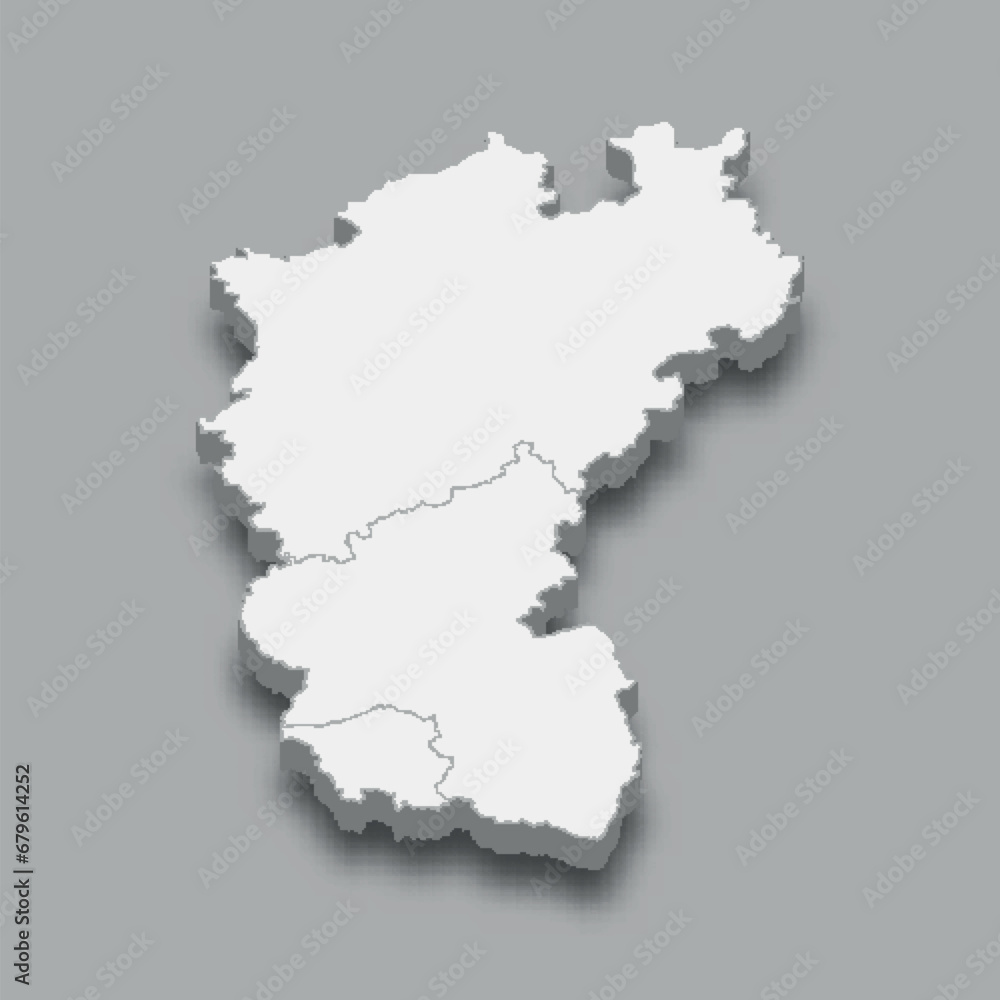 3d isometric map Western Region of Germany