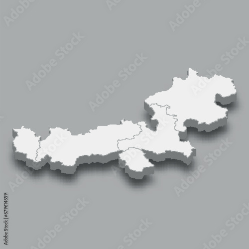 3d isometric map West Region of Austria