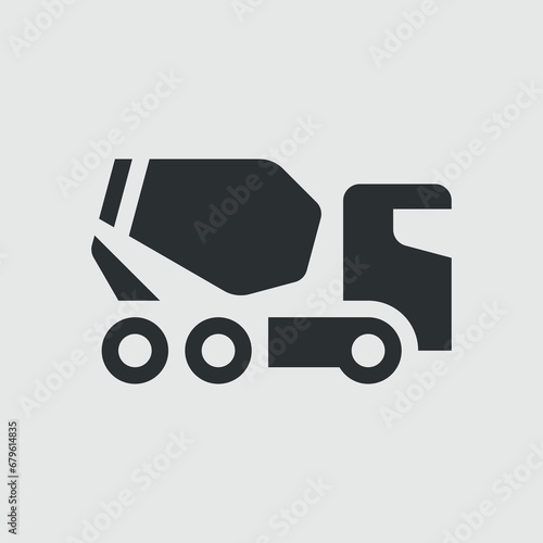 Concrete mixer truck. Simple vector icon