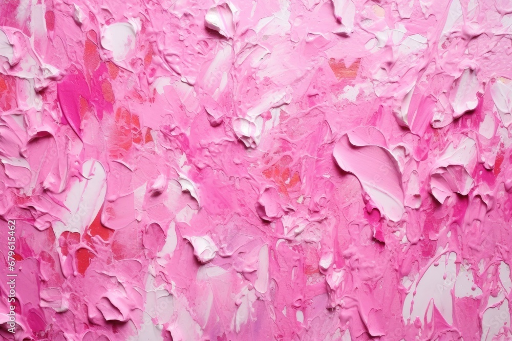 bright pink oil paint splattered on white surface