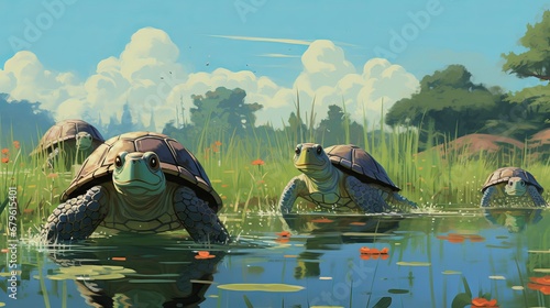 Turtles in nature.