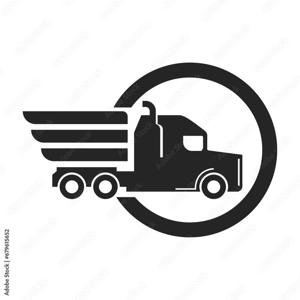 Truck silhouette abstract logo template vector. Logistic delivery, express fast shipping logo design template Truck silhouette abstract logo template vector. Logistic delivery, express fast shipping logo design template