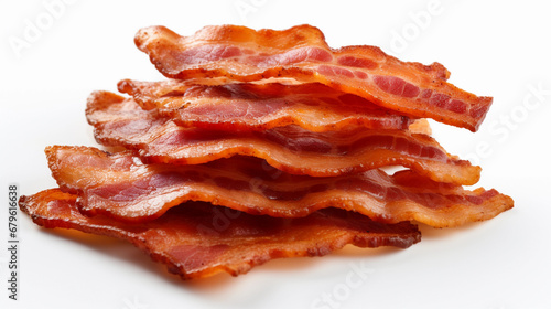 Bacon slices on white background