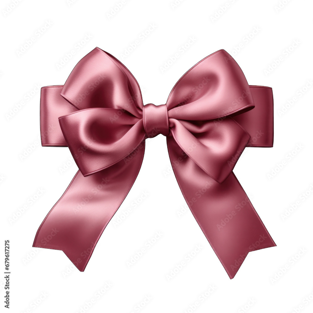 Dusty rose velvet bow and ribbon isolated on transparent background Dusty rose velvet bow and ribbon isolated on transparent background