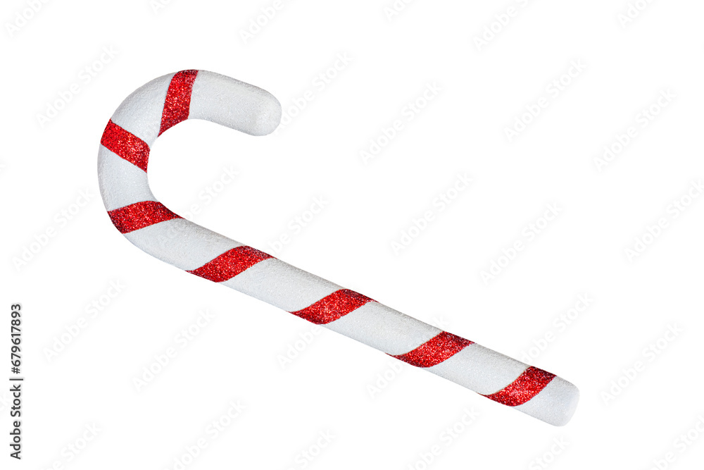 Christmas artificial red candy cane isolated on white Christmas artificial red candy cane isolated on white
