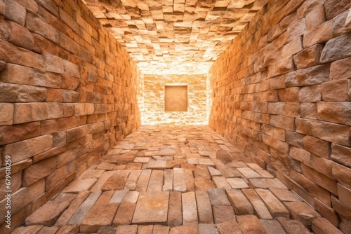 brick stone wall under overhead light © altitudevisual