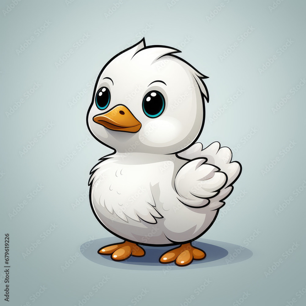 cute duck, simple line art with color, on white background cute duck, simple line art with color, on white background