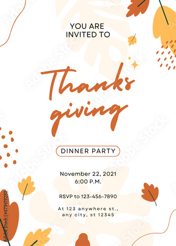 White Floral Thanks Giving Party Invitation 