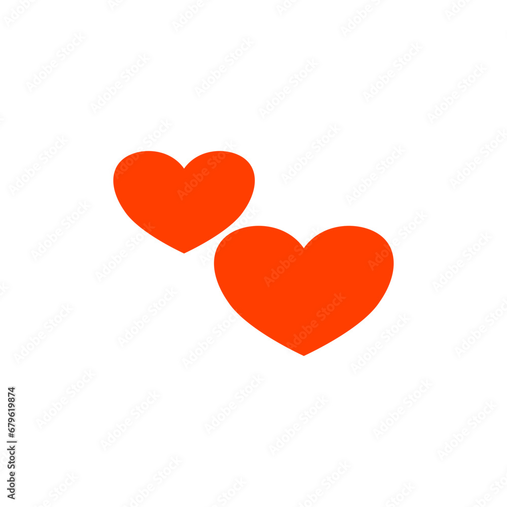 Red hearts icon. Vector illustration