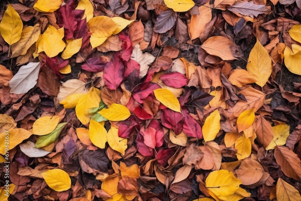 autumn leaf pile viewed from overhead autumn leaf pile viewed from overhead