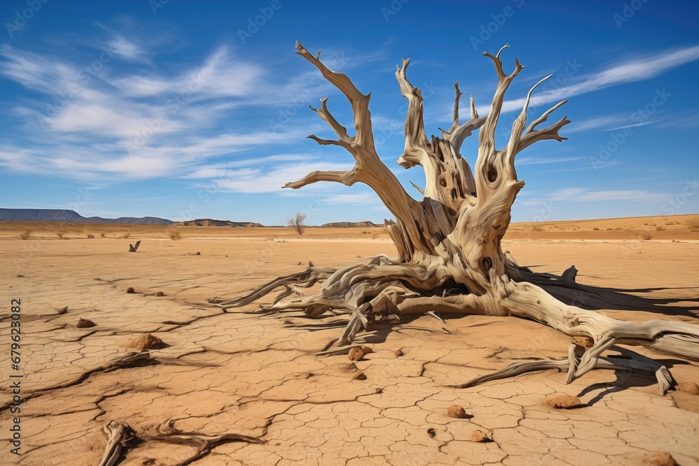 dead tree in dried out, cracked soil dead tree in dried out, cracked soil