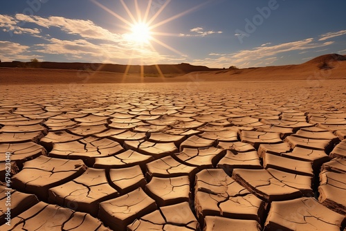 drought affected cracked earth under a harsh sun