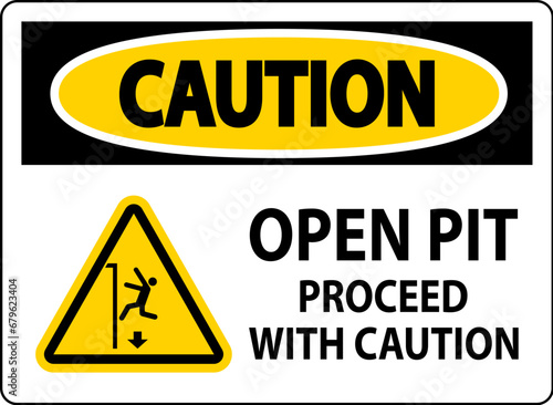 Caution Sign Open Pit Proceed With Caution