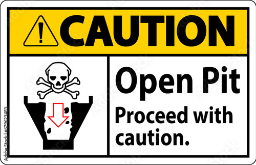 Caution Sign Open Pit Proceed With Caution