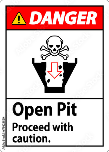 Danger Sign Open Pit Proceed With Caution