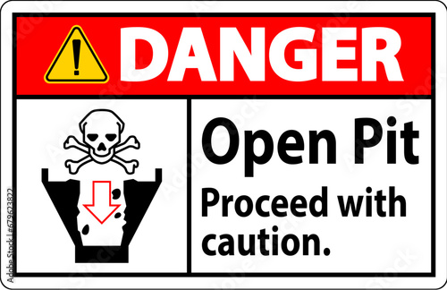 Danger Sign Open Pit Proceed With Caution
