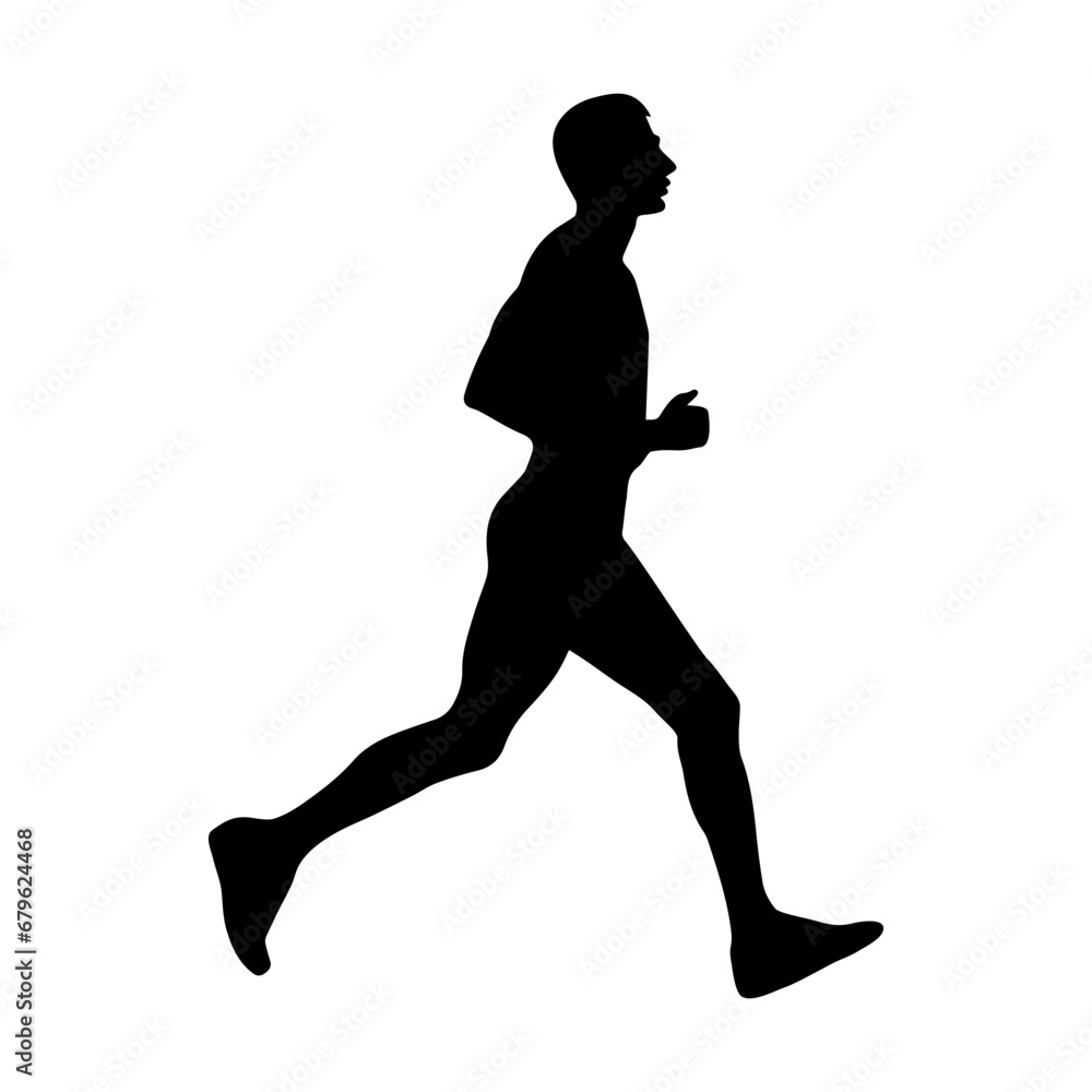 A running man runner vector silhouette